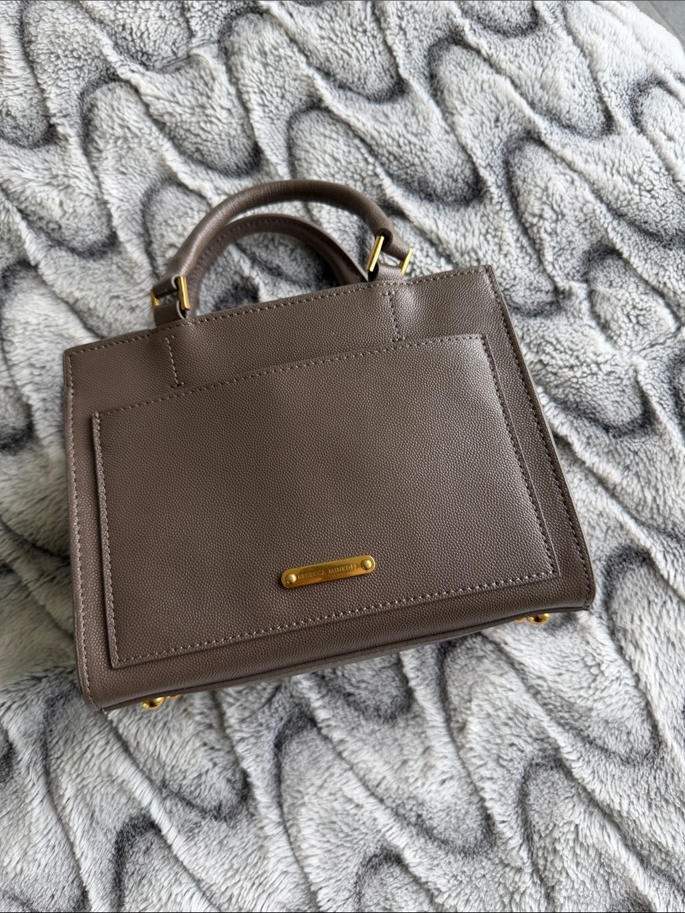 Rebecca Minkoff Taupe Structured Top-Handle Satchel